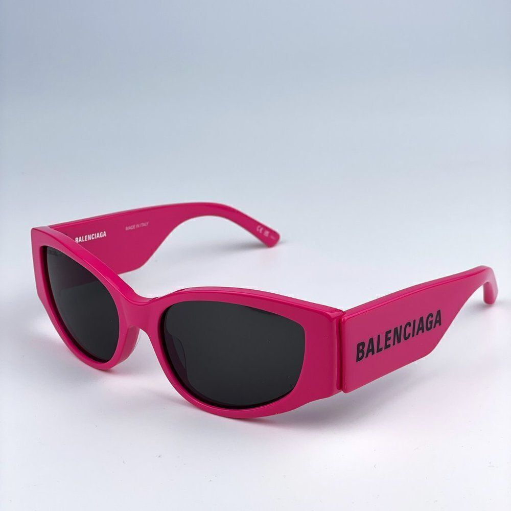SALE! NEW Balenciaga BB0258S 004 Pink Fuchsia Grey Oval Women Sunglasses BARBIE - Picture 3 of 10